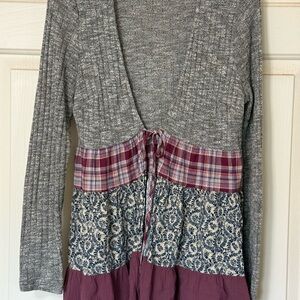ODDY Gray and Purple Cardigan Sweater